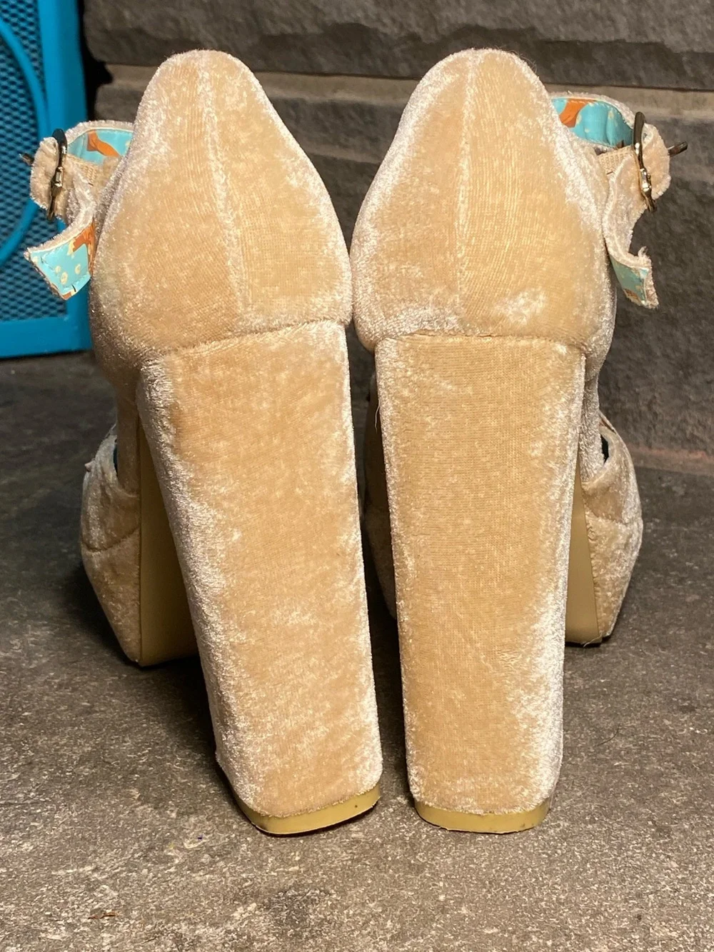 IRON FIST embroidered baby deer face,Doe with a bow,platform heels,fuzzy blush,7